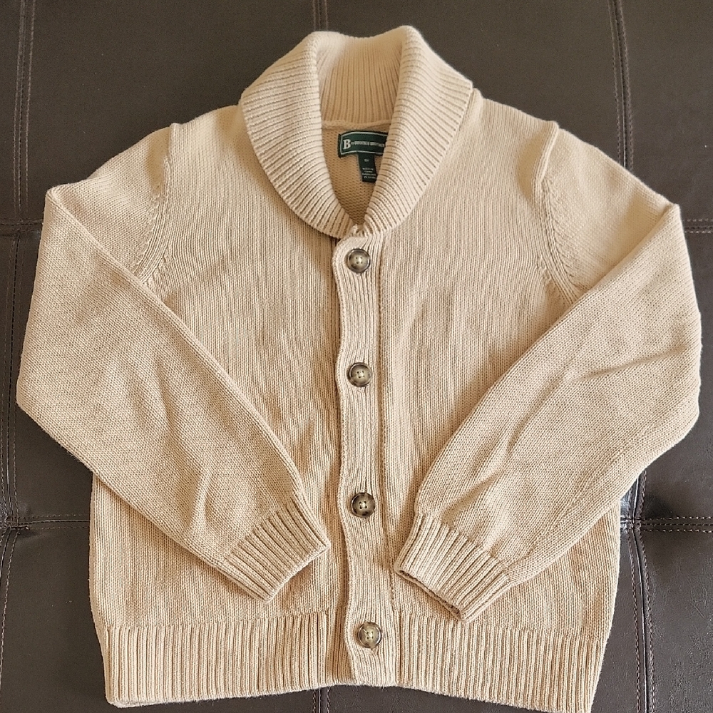 Kids Brooks Brothers Shawl Collar Button-Front Sweater - Cream Size 10Y